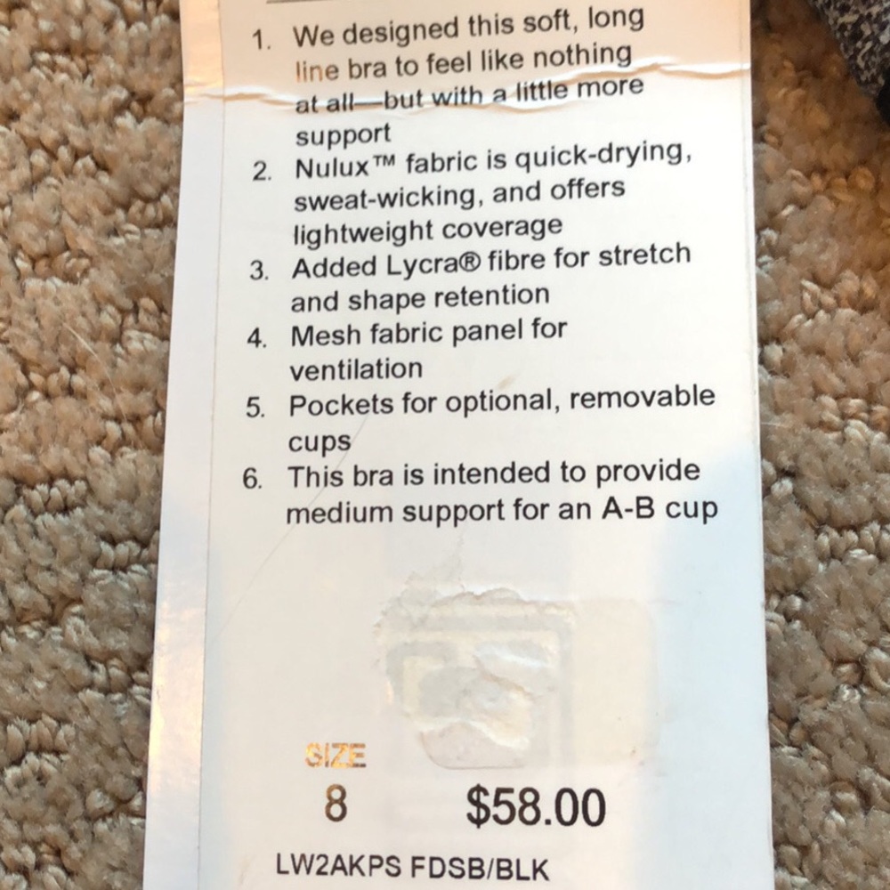 Lululemon Athletics bra size 8. NEW!